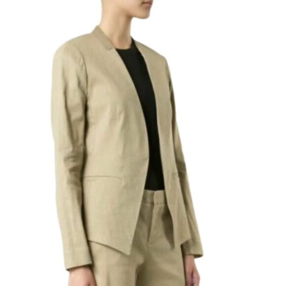 Kobi Halperin Embroidered Linen Blazer Womens XS Tan Open Front Lace Jacket - Picture 10 of 11